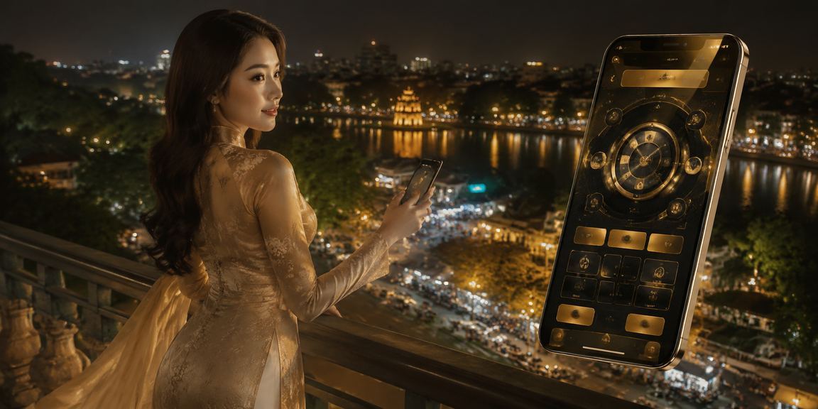 Trò chơi casino trên điện thoại tại Hà Nội với người mặc áo dài