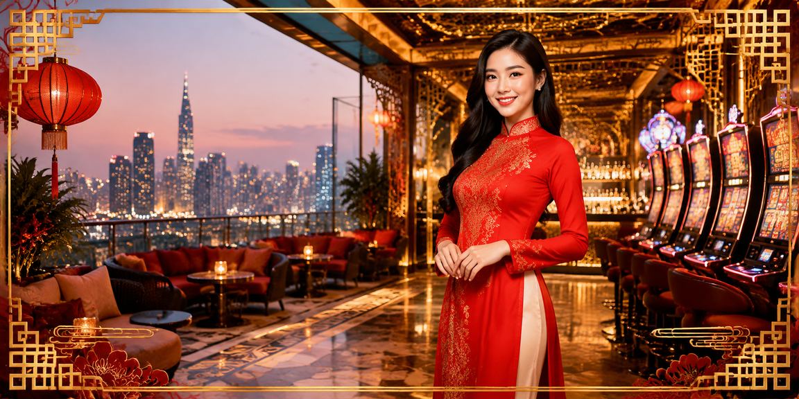 Người chơi slots trực tuyến tại TP.HCM với trang phục áo dài truyền thống