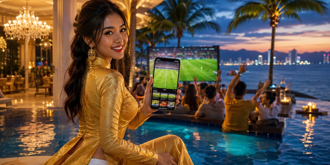 Người chơi thư giãn xem bóng đá tại bờ biển Nha Trang